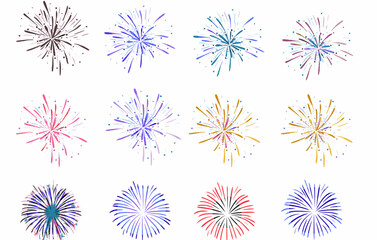 Fireworks vector illustration, vibrant colors for festive celebrations. Ideal for New Year Eve, Fourth of July, Diwali, Chinese New Year, Eid al-Fitr, Ramadan, Halloween, party, holiday © Abdulbaari