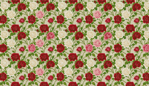 P2 Colourful floral pattern of roses3
