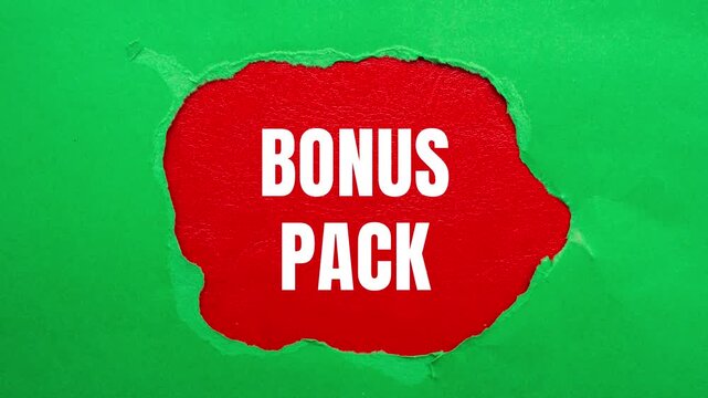 Bonus Pack message written on ripped torn paper background