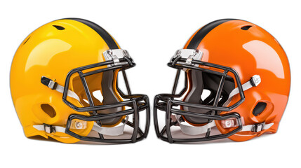 Fototapeta premium two american football helmets clash concept isolated on white background