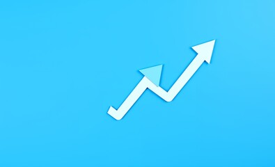 A blue background with arrows pointing upwards representing stock market growth or business success in the financial industry graph show upward trends symbolizing positive progress arrow up growth ico