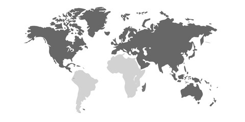Fototapeta premium A grayscale world map illustration with continents and oceans distinctly outlined