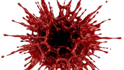 Blood Splash Art: High-Impact Molecular Illustration of a Cell Burst for Scientific Visuals