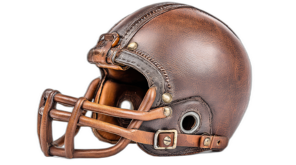 vintage 1920s leather football helmet with transparent background