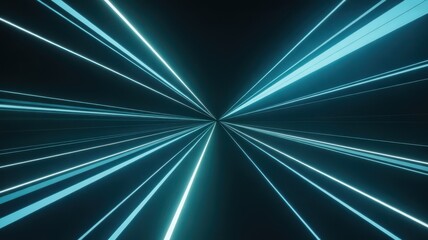 Bright blue light streaks converging in a dark digital tunnel with a futuristic cyber space feel