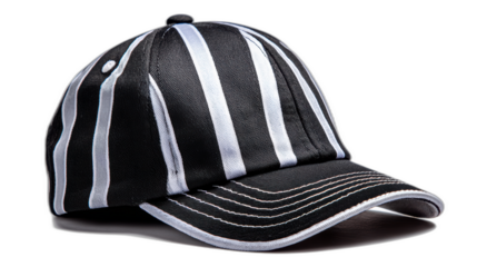 referee cap with stripes on transparent background