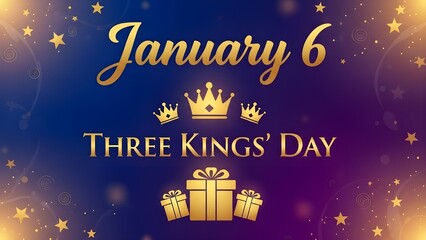 Elegant january sixth three kings day celebration with golden crowns and a festive gift box design