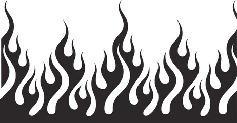 Black and white decorative flame border pattern flames © Mahin