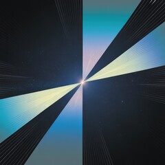 Abstract digital with converging lines and vibrant light beams in a futuristic tunnel