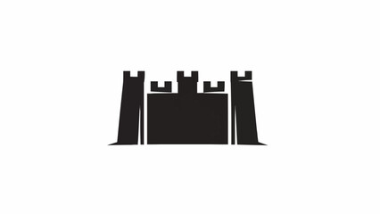 Simple Black Silhouette of a Medieval Castle with Towers. © Purnama