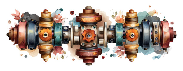 Exquisite 3D Illustration of Industrial Components with Symmetrical Design Elements