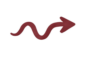 Red wavy arrow pointing right, showing change, uncertainty, or a winding path. Transparent background