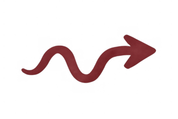 Red wavy arrow pointing right, showing change, uncertainty, or a winding path. Transparent background