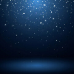 Fototapeta premium Dark Blue and Silver New Year Abstract Background with Glowing Particles and Cinematic Lighting for Elegant Holiday and Celebration Design