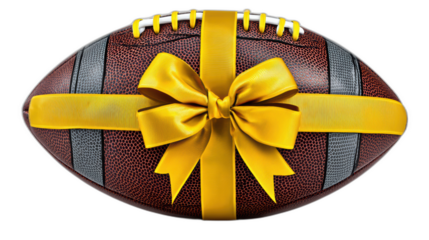 transparent american football gift wrapped in ribbon concept