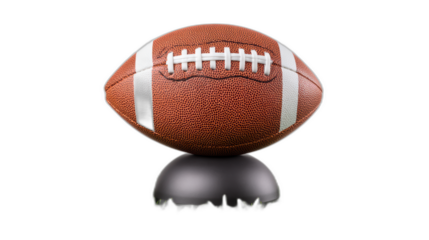 deflated american football on white background, sad emotion concept
