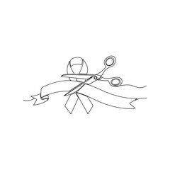 Naklejka premium Ribbon Cutting Ceremony Line Art Celebrating Business Success