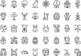 Minimalist line icons for Easter and spring themes © MdTofazzal