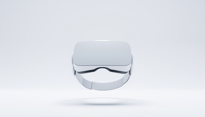 Sleek white V R headset floating against a gradient background