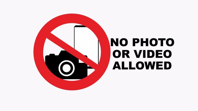 No photo or video allowed sign icon for websites, articles, social media posts, and presentations warning against photography or recording.