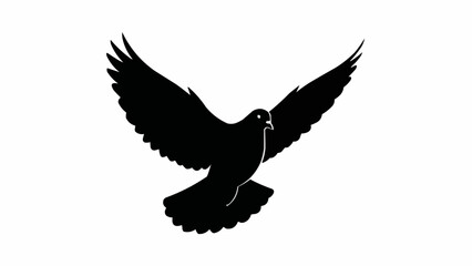 Obraz premium Silhouette of a dove in flight with wings spread wide.