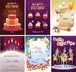 colorful happy birthday card set features