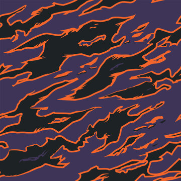 Vector seamless camo tiger stripe army fatigue pattern design