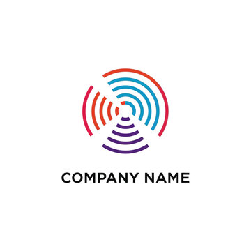 Abstract Circular Logo Design with Segmented Rings and Vibrant Color Gradient.