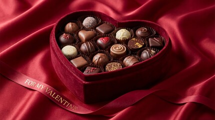 Heart-shaped box of chocolates isolated on white background
