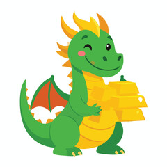 Obraz premium Smiling green cartoon dragon creature.