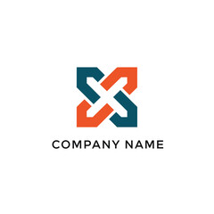 Obraz premium Abstract Interlocking Shapes Logo Design with Orange and Blue Colors.