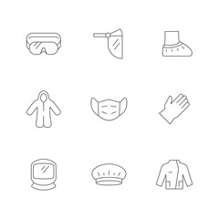Set line icons of medical uniform
