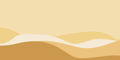 Modern abstract background with layered flowing waves in a warm earthy palette of beige and brown.