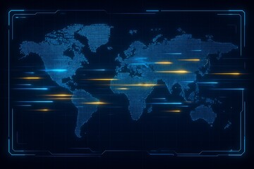 Digital world map for international business and logistics background