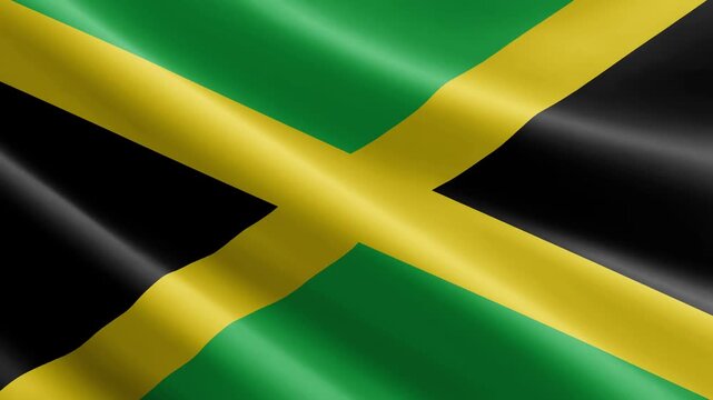 Jamaica Waving Flag Animation with Realistic Silk Texture Loop