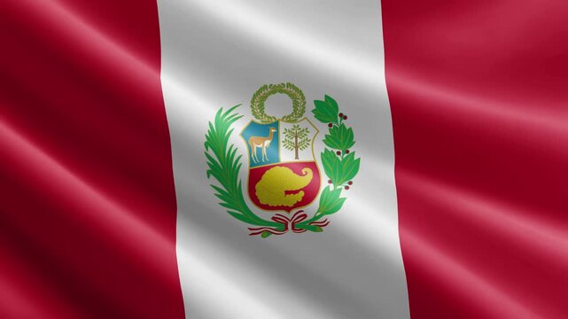 Peru Waving Flag Animation with Realistic Silk Texture Loop