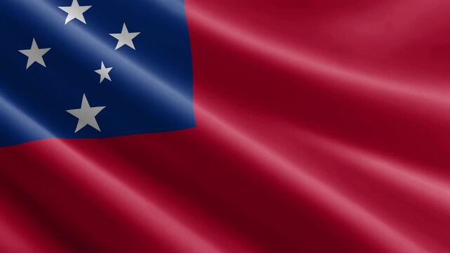 Samoa Waving Flag Animation with Realistic Silk Texture Loop