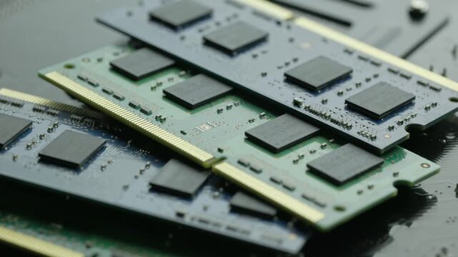 KYIV, UKRAINE - DECEMBER 20, 2025: Close up of backward of motherboard and laptop memory stick 