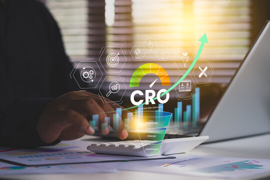 Conversion Rate Optimization, CRO success strategy, digital marketing funnel awareness interest conversion stages, business performance improvement, ROI growth, customer journey metrics visualization