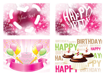 Pink Themed Happy Birthday Designs