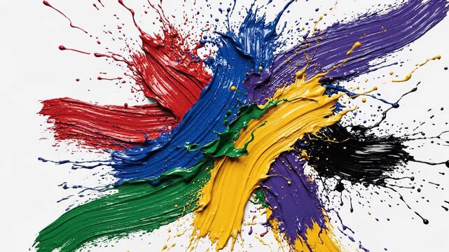 Colorful Paint Splashes - A Vibrant Abstract Art Creation.