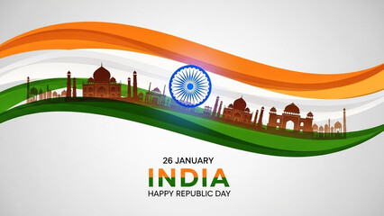 Vibrant India Republic Day Celebration with Taj Mahal