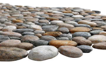 stylish pebble mosaic floor tiles isolated on transparent background
