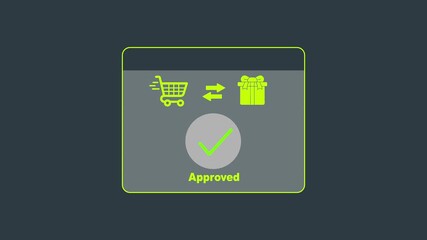 Online Shopping Cart to Gift Box Conversion with Check Mark Icon exchange - Powered by Adobe