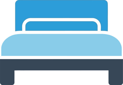 A simple blue bed icon representing sleep and hotel accommodation