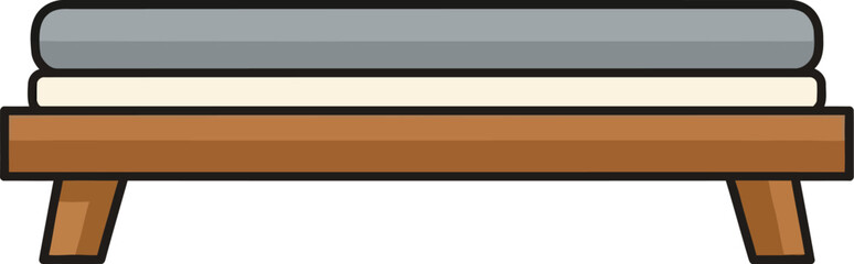 Obraz premium A flat design style illustration of a simple bed with a mattress and blankets