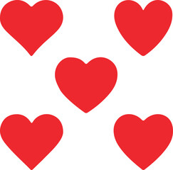 Red hearts vector illustration set for Valentine design and celebration