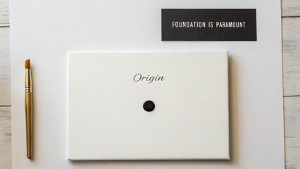 Minimalist concept design with 'Origin' text and a black dot