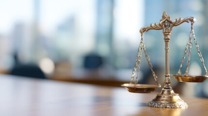 Law scales on desk in office setting during day