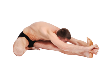 Young man stretching doing yoga.